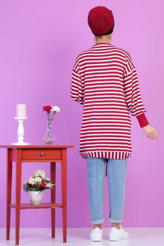 Düz Orta Kadın Bordo Salaş Tunik Siyah  - 5098 BORDO