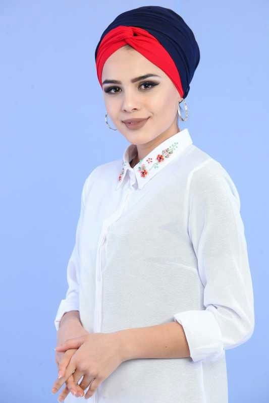 Düz Orta Kadın Beyaz Yaka Aksesuarlı Tunik Beyaz - 02 6864 - 6864 BEYAZ