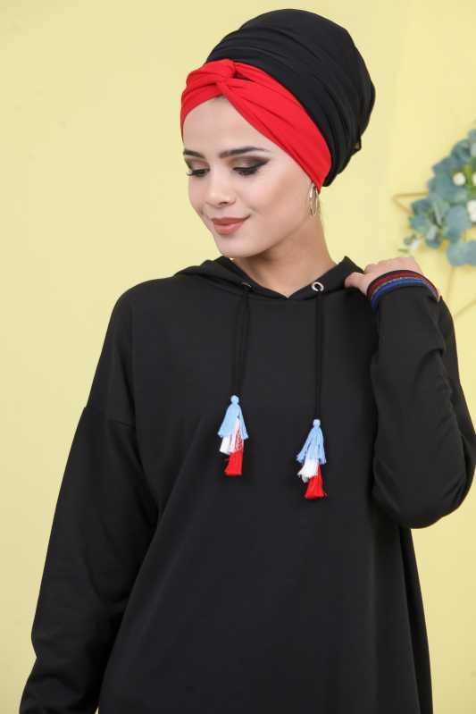 Düz Orta Kadın Siyah Tunik Siyah 03 5104 - 5104