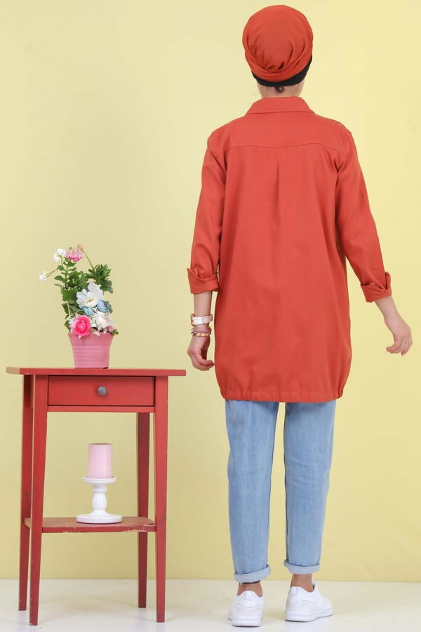 Düz Orta Kadın Kiremit Cepli Tunik Kiremit - 02 6947 - 6947