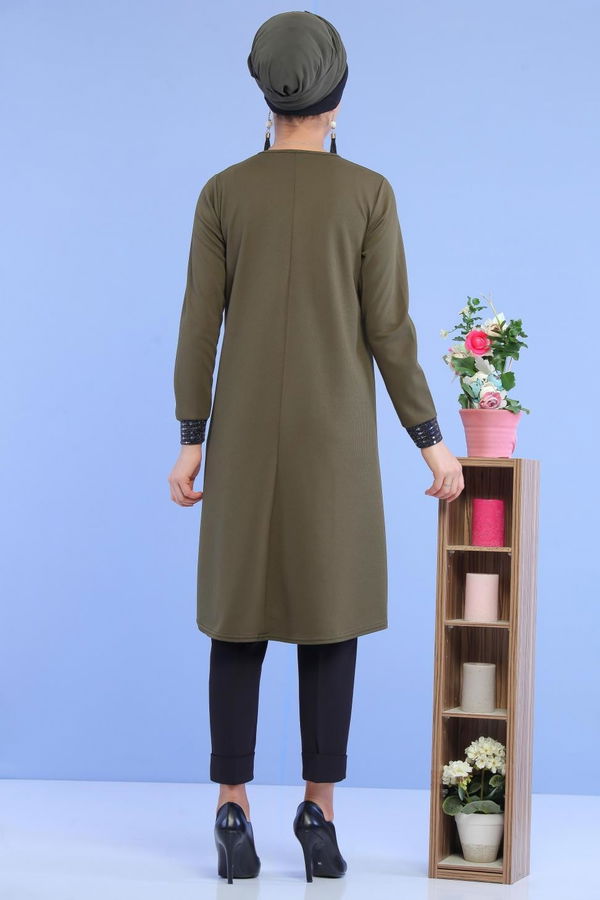 Düz Orta Kadın Haki Pullu Tunik Haki - 02 6996 - 6996