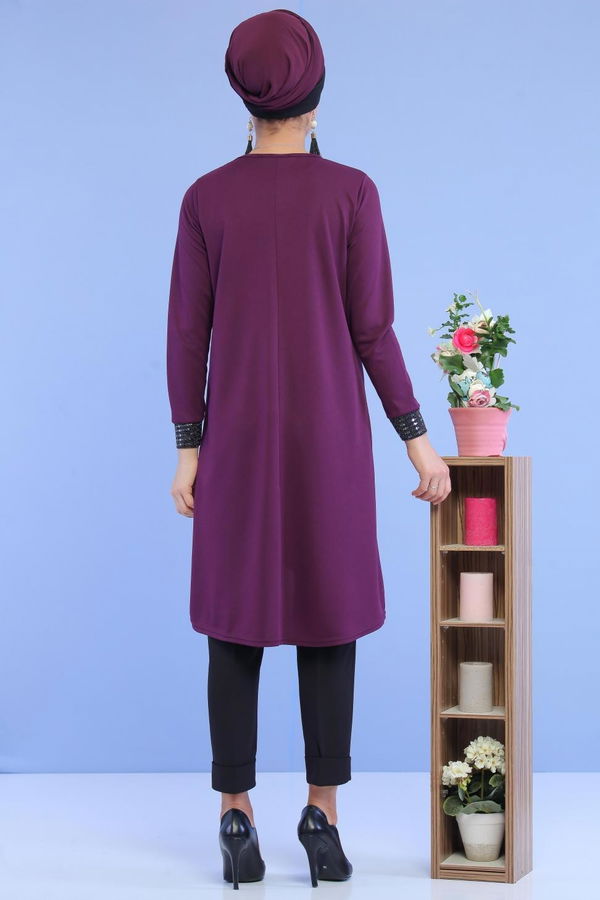 Düz Orta Kadın Mürdüm Pullu Tunik Mürdüm - 02 6996 - 6996