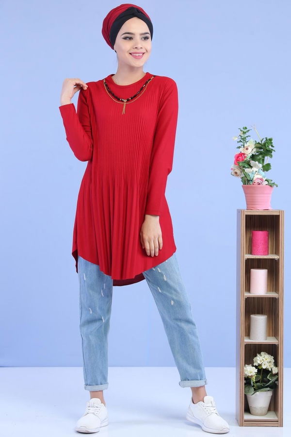 Düz Orta Kadın Bordo Tunik Kolye Bordo - 02 7026 - 7026