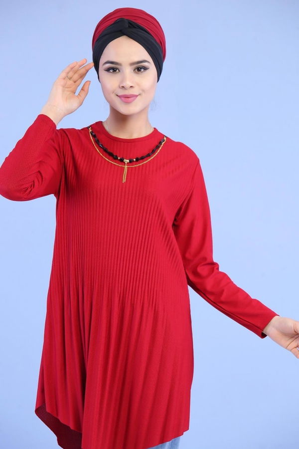 Düz Orta Kadın Bordo Tunik Kolye Bordo - 02 7026 - 7026