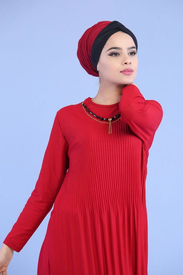 Düz Orta Kadın Bordo Tunik Kolye Bordo - 02 7026 - 7026