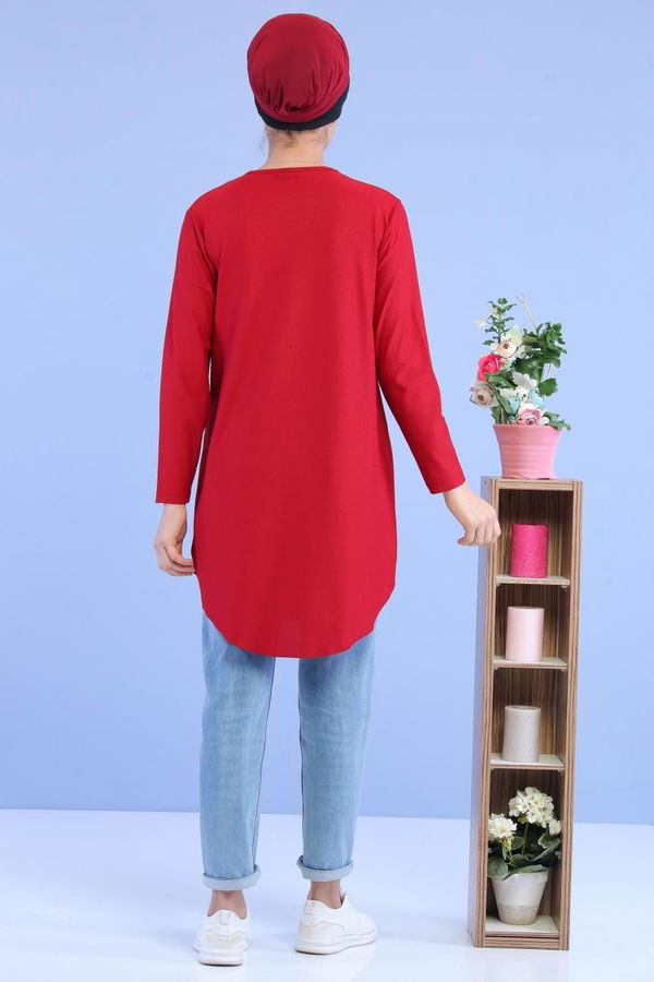 Düz Orta Kadın Bordo Tunik Kolye Bordo - 02 7026 - 7026