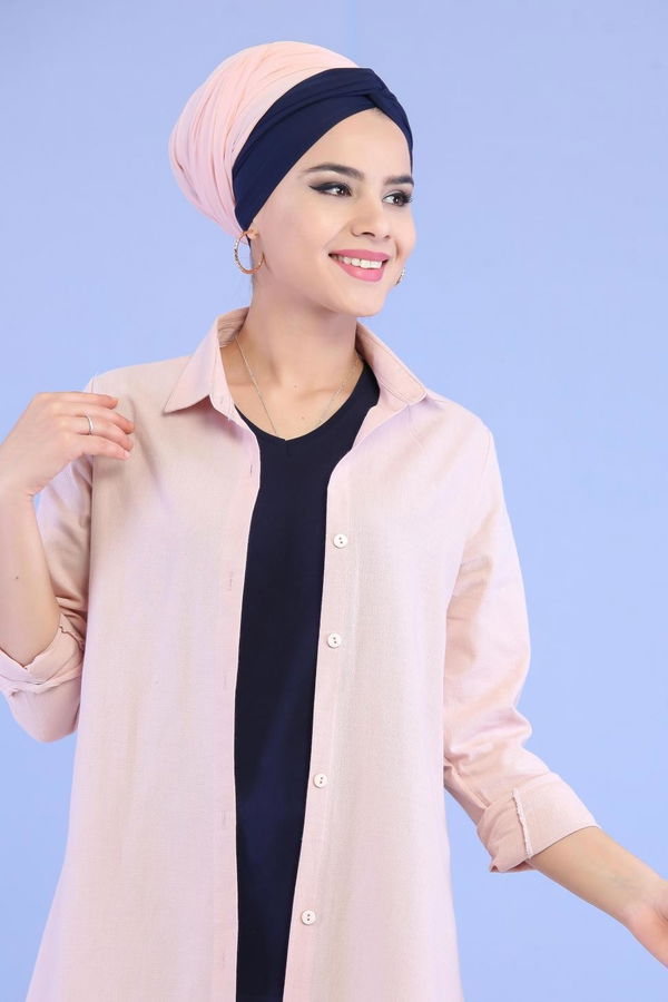 Düz Orta Kadın Pembe Tunik Siyah  - 6978