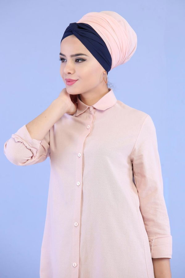 Düz Orta Kadın Pembe Tunik Siyah  - 6978