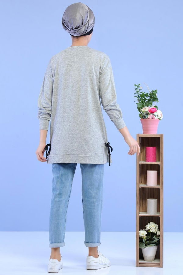 Düz Orta Kadın Gri Tunik Gri - 02 1458 - 1458 GRİ