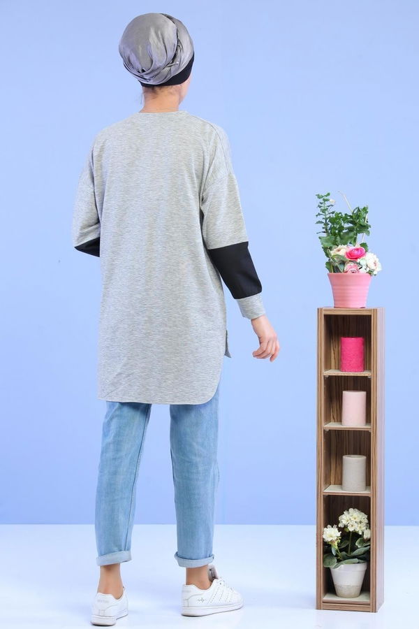 Düz Orta Kadın Gri Tunik Gri - 02 1456 - 1456