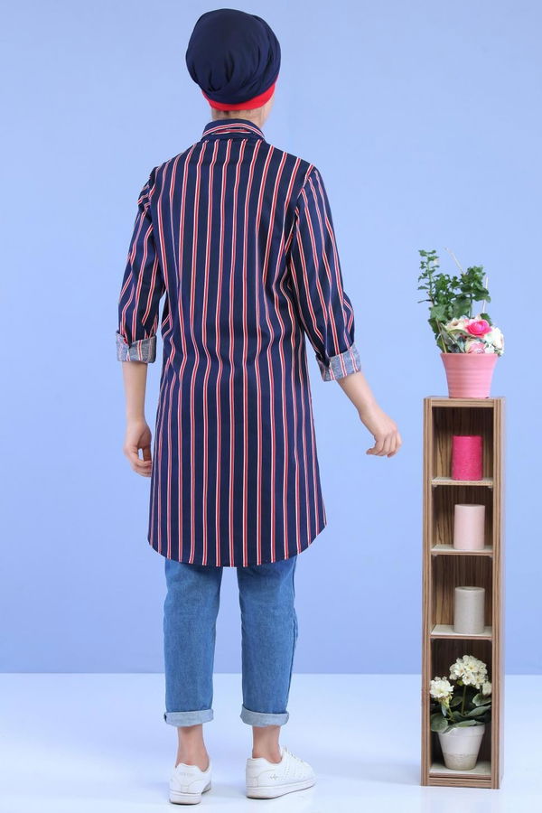Düz Orta Kadın Bordo Çizgili Tunik Laci Bordo - 02 7064 - 7064