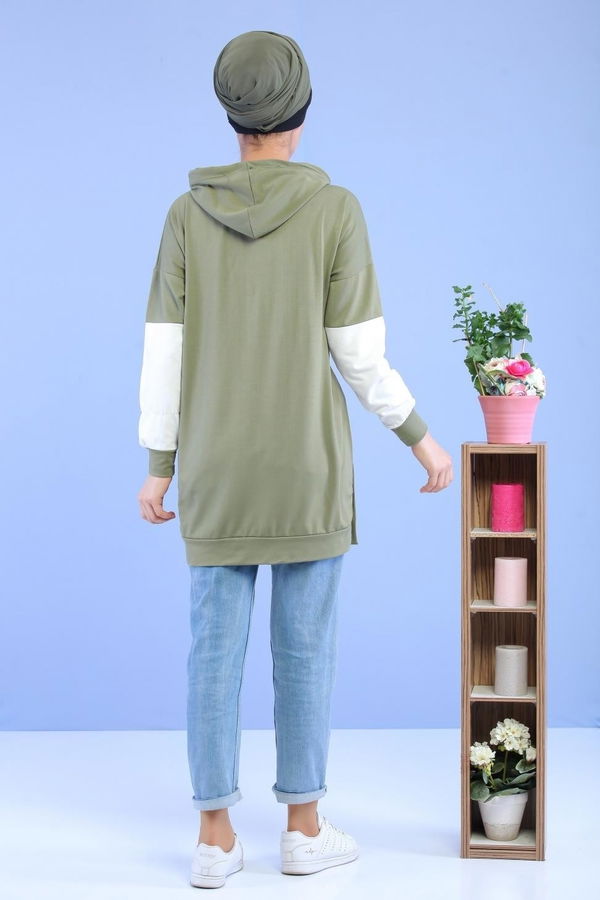 Düz Orta Kadın Yeşil Taşlı Tunik Yeşil - 02 1460 - 1460