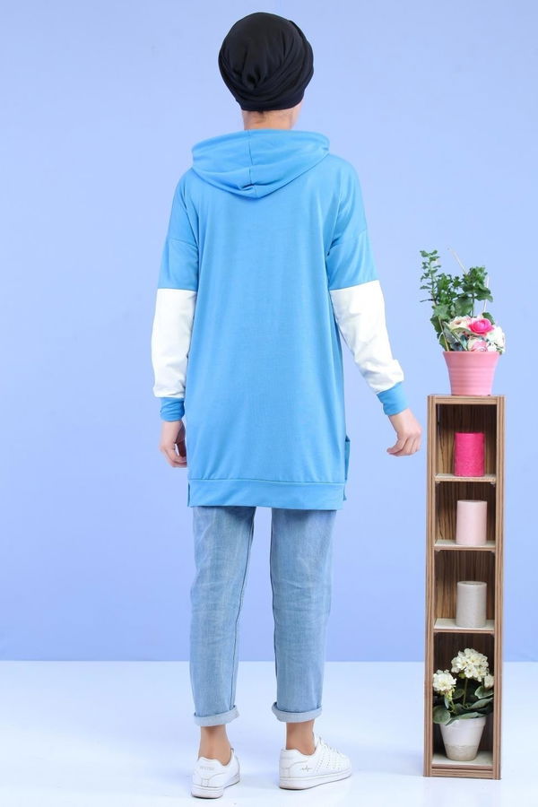 Düz Orta Kadın Mavi Taşlı Tunik Mavi - 02 1460 - 1460