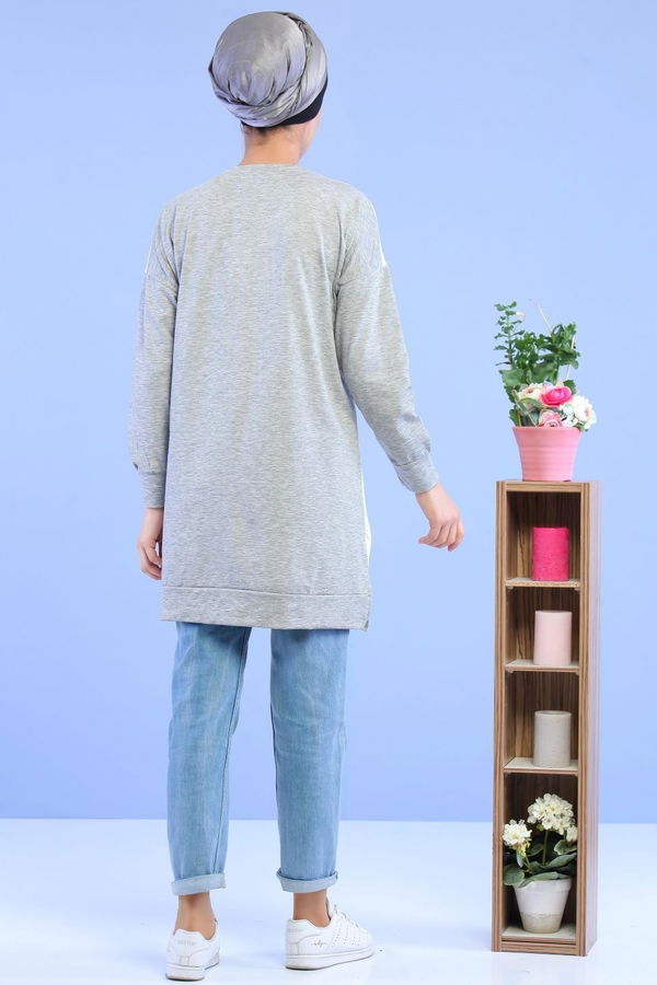 Düz Orta Kadın Gri Tunik Gri - 02 1457 - 1457