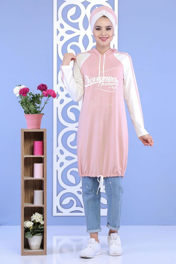 Düz Orta Kadın Pembe Tunik Pudra 02 1143 - 1143 PEMBE