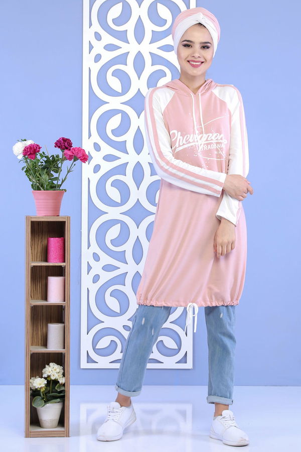 Düz Orta Kadın Pembe Tunik Pudra 02 1143 - 1143 PEMBE
