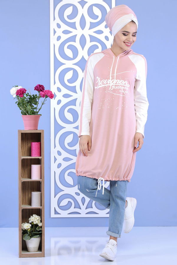 Düz Orta Kadın Pembe Tunik Pudra 02 1143 - 1143 PEMBE