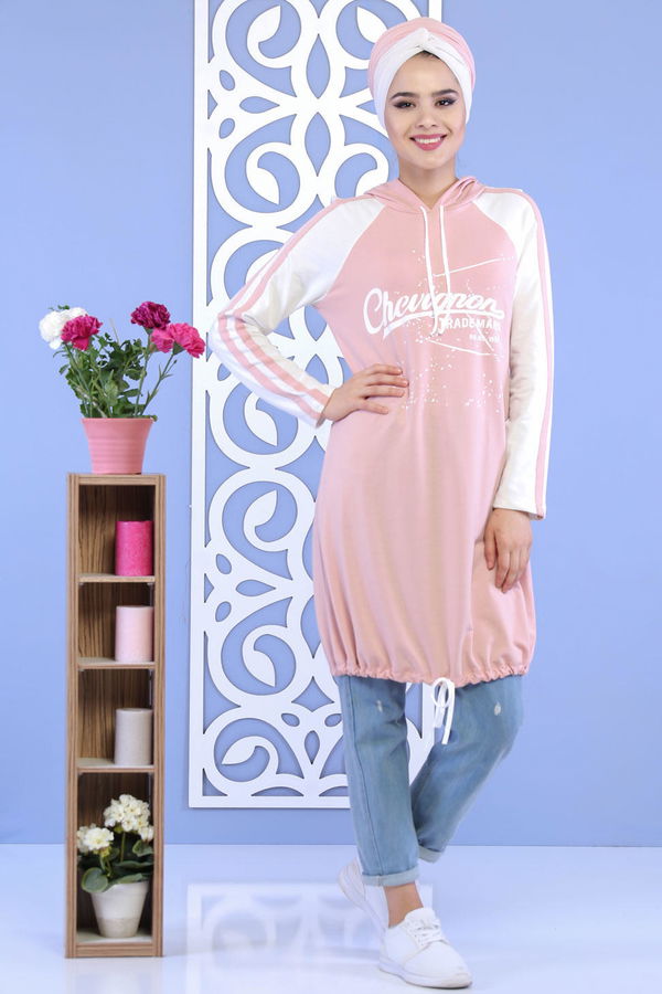 Düz Orta Kadın Pembe Tunik Pudra 02 1143 - 1143 PEMBE