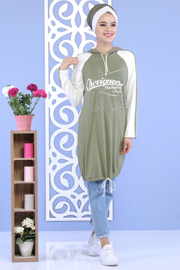 Düz Orta Kadın Haki Tunik Haki 02 1143 - 1143 HAKİ