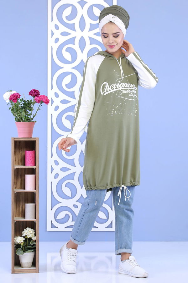 Düz Orta Kadın Haki Tunik Haki 02 1143 - 1143 HAKİ