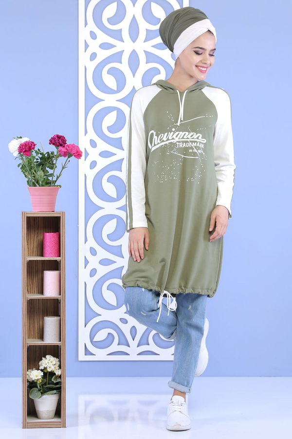 Düz Orta Kadın Haki Tunik Haki 02 1143 - 1143 HAKİ