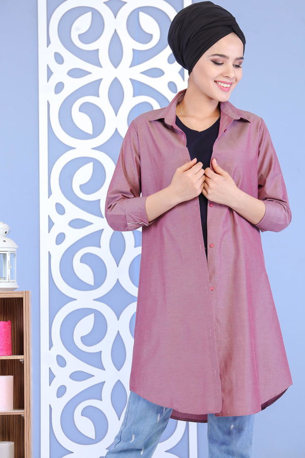 Düz Orta Kadın Pembe Tunik Gülkurusu - 02 7123 - 7123