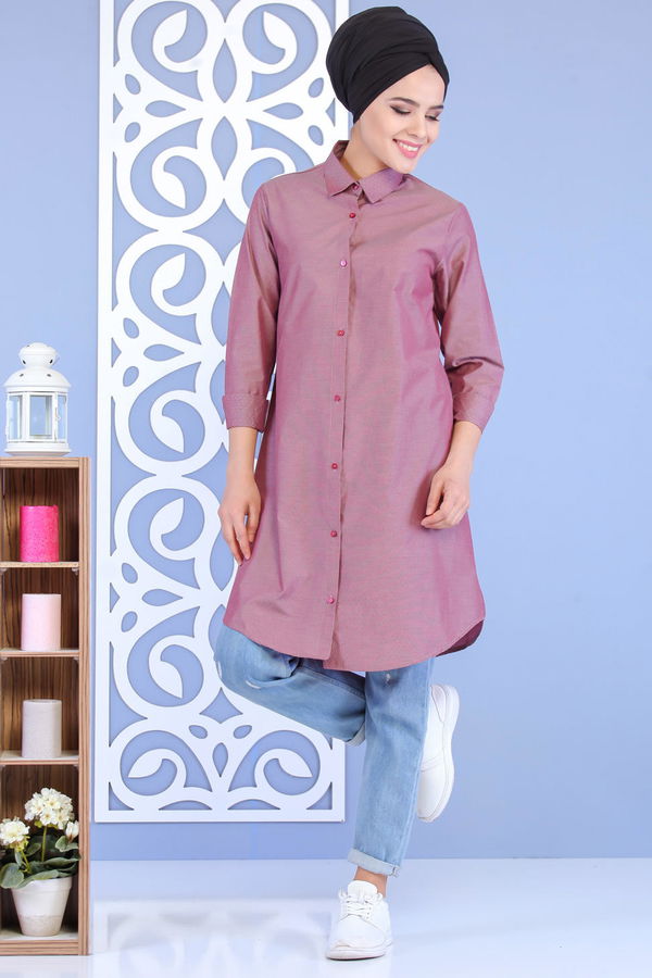 Düz Orta Kadın Pembe Tunik Gülkurusu - 02 7123 - 7123