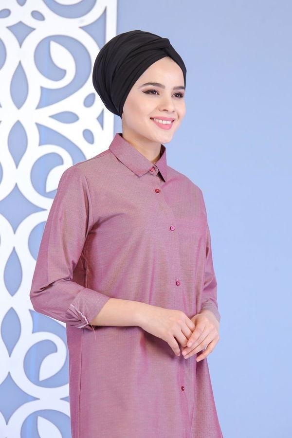 Düz Orta Kadın Pembe Tunik Gülkurusu - 02 7123 - 7123