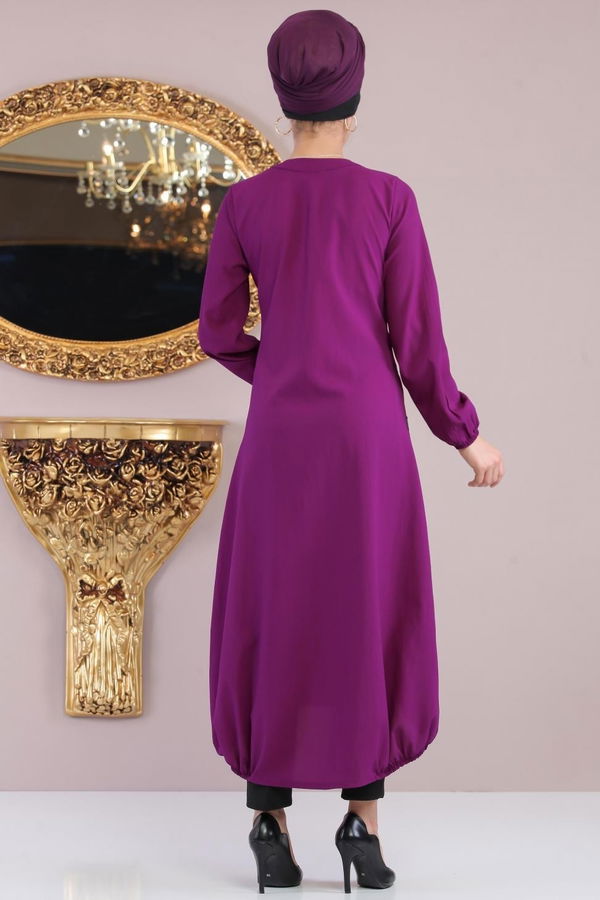Düz Orta Kadın Mor Tunik Taba  - 1187 MOR