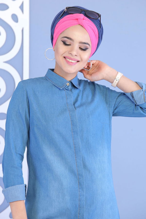 Düz Orta Kadın Mavi Kot Tunik Mavi - 02 7152 - 7152
