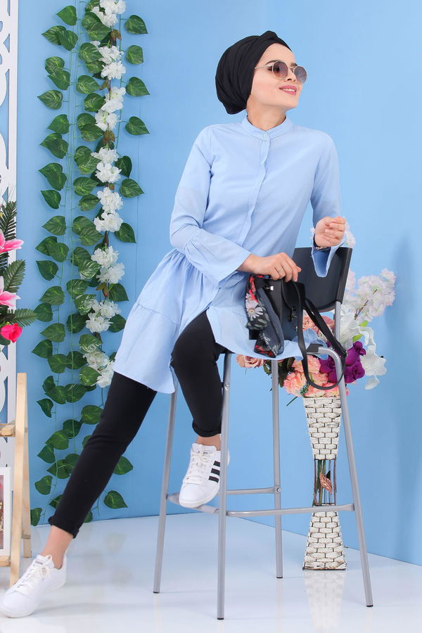 Düz Orta Kadın Mavi Tunik Mavi - 02 7171 - 7171
