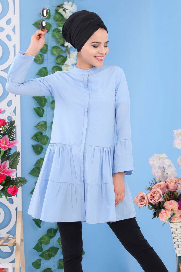 Düz Orta Kadın Mavi Tunik Mavi - 02 7171 - 7171