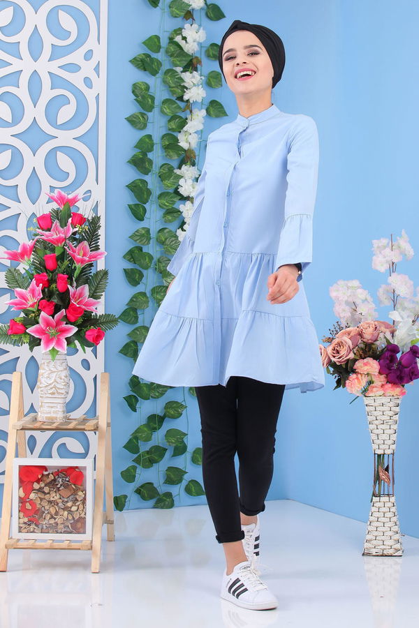 Düz Orta Kadın Mavi Tunik Mavi - 02 7171 - 7171
