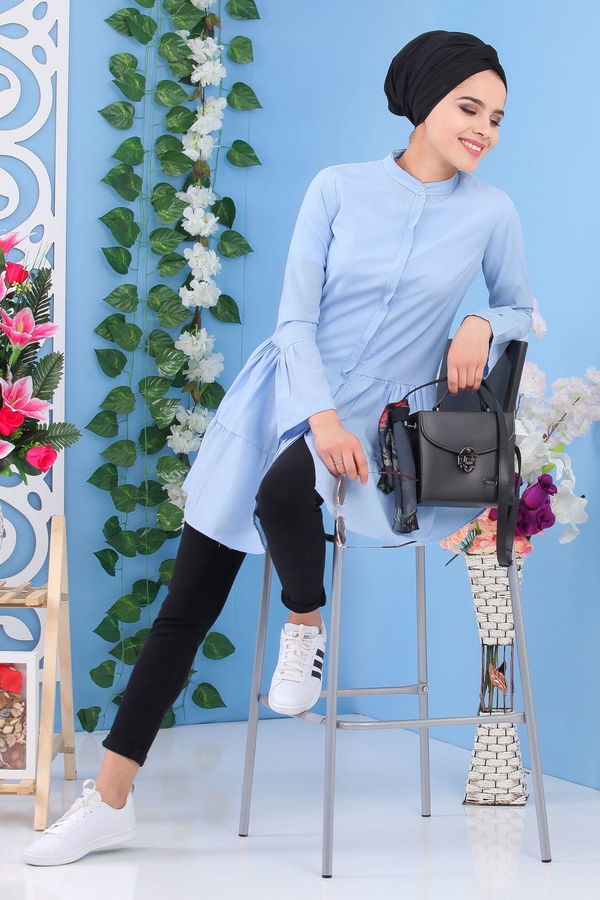 Düz Orta Kadın Mavi Tunik Mavi - 02 7171 - 7171