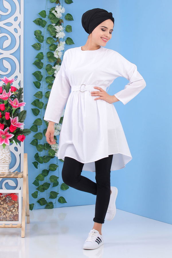 Düz Orta Kadın Beyaz Tunik Beyaz - 02 7175 - 7175