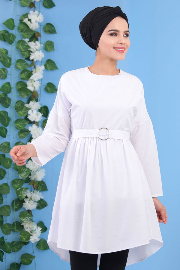 Düz Orta Kadın Beyaz Tunik Beyaz - 02 7175 - 7175