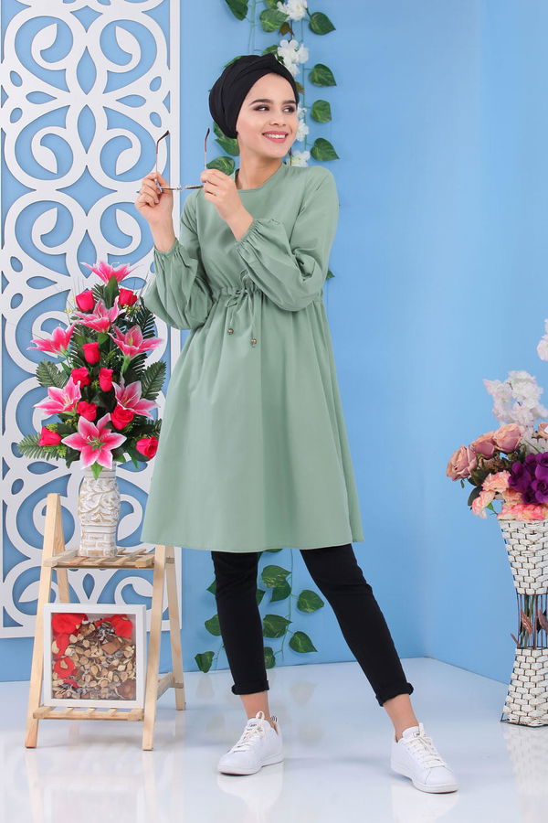 Düz Orta Kadın Yeşil Tunik Mint - 02 7176 - 7176 YEŞİL