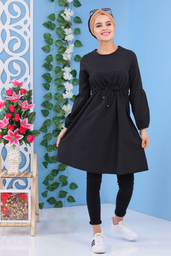 Düz Orta Kadın Siyah Tunik Siyah - 02 7176 - 7176