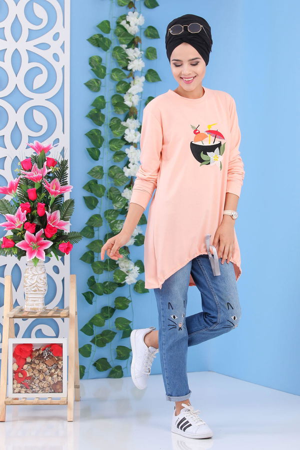 Düz Orta Kadın Pembe Tunik Pembe - 02 1462 - 1462