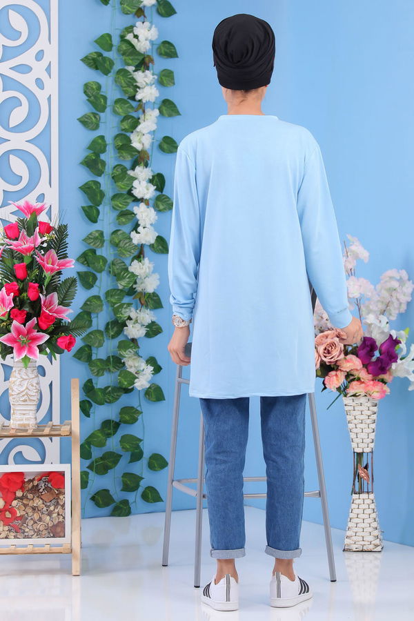 Düz Orta Kadın Mavi Tunik Mavi - 02 1462 - 1462
