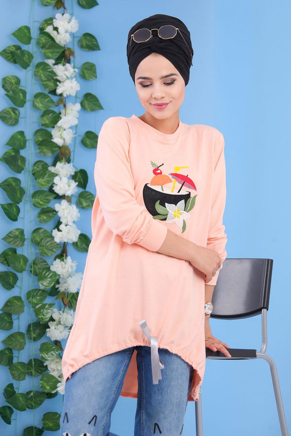 Düz Orta Kadın Pembe Tunik Pembe - 02 1462 - 1462