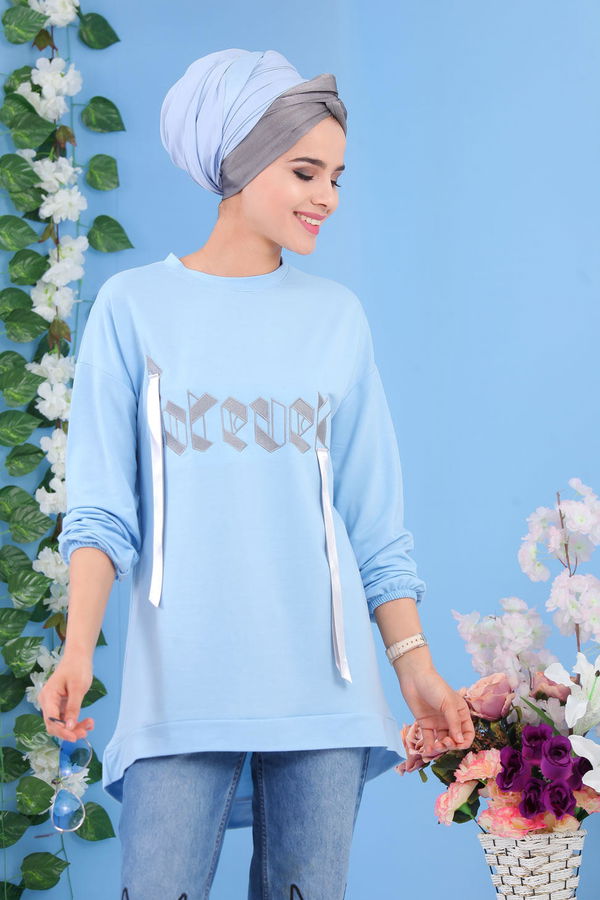 Düz Orta Kadın Mavi Tunik Mavi - 02 1463 - 1463