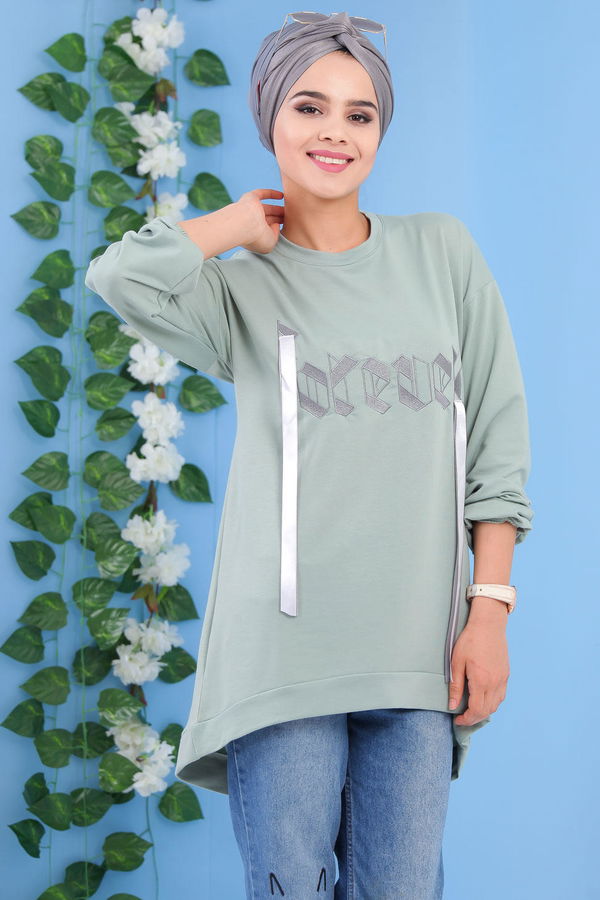 Düz Orta Kadın Yeşil Tunik Yeşil - 02 1463 - 1463