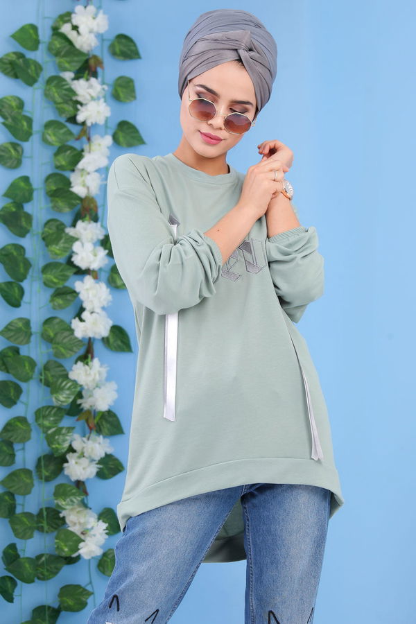 Düz Orta Kadın Yeşil Tunik Yeşil - 02 1463 - 1463