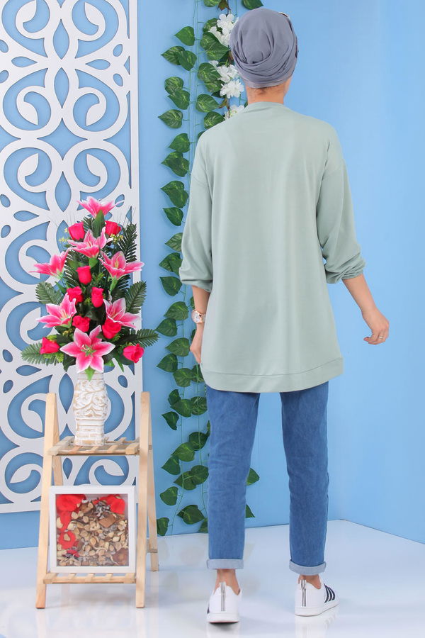 Düz Orta Kadın Yeşil Tunik Yeşil - 02 1463 - 1463
