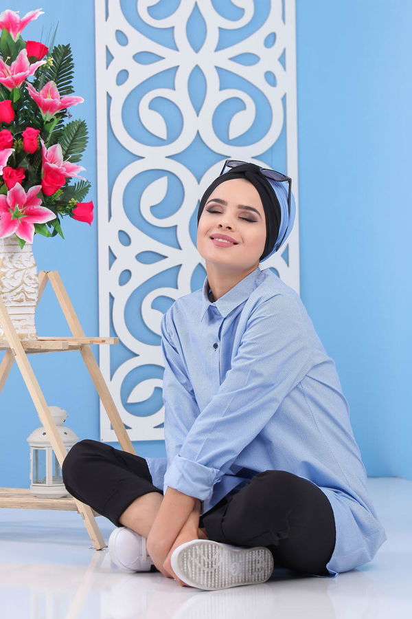 Düz Orta Kadın Mavi Tunik Mavi - 02 7184 - 7184 MAVİ
