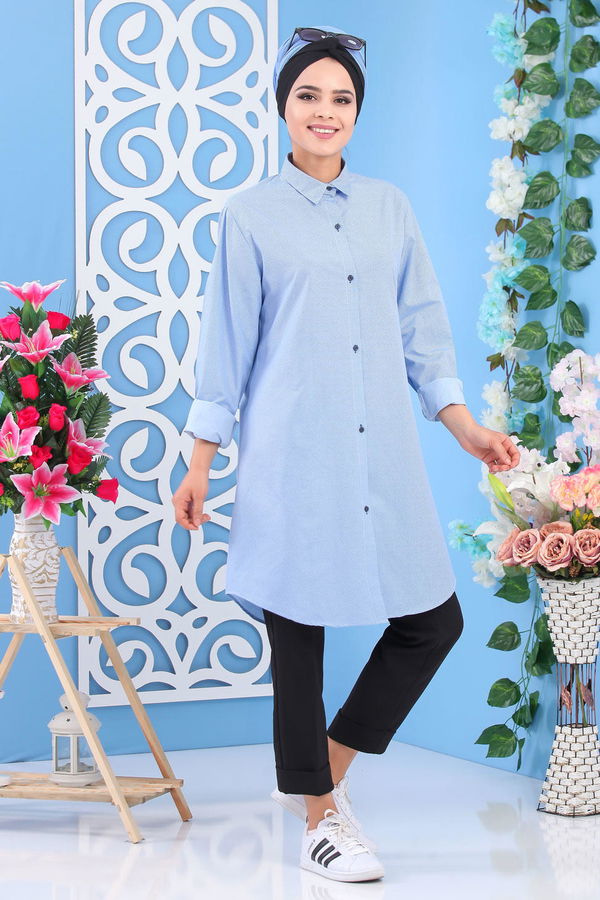 Düz Orta Kadın Mavi Tunik Mavi - 02 7184 - 7184 MAVİ