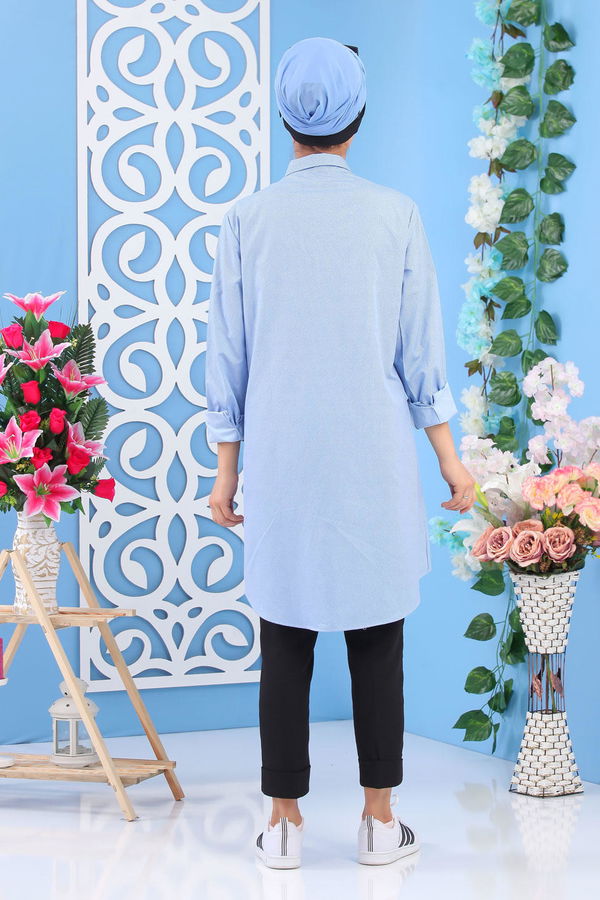 Düz Orta Kadın Mavi Tunik Mavi - 02 7184 - 7184 MAVİ