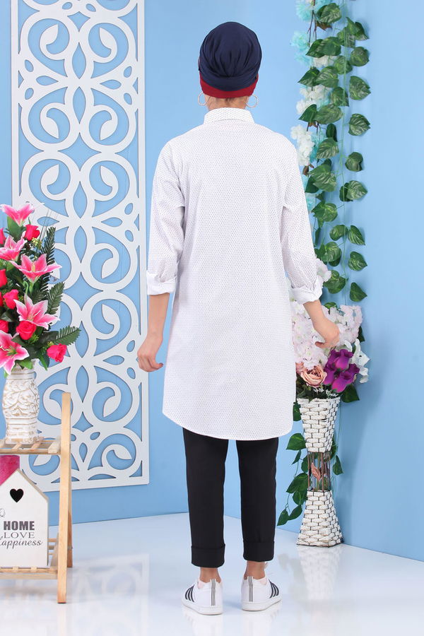 Düz Orta Kadın Beyaz Tunik Beyaz - 02 7204 - 7204