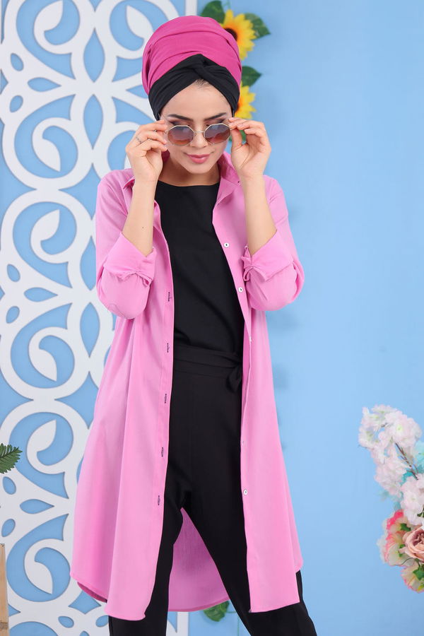 Düz Orta Kadın Pembe Tunik Pembe - 02 7122 - 7122